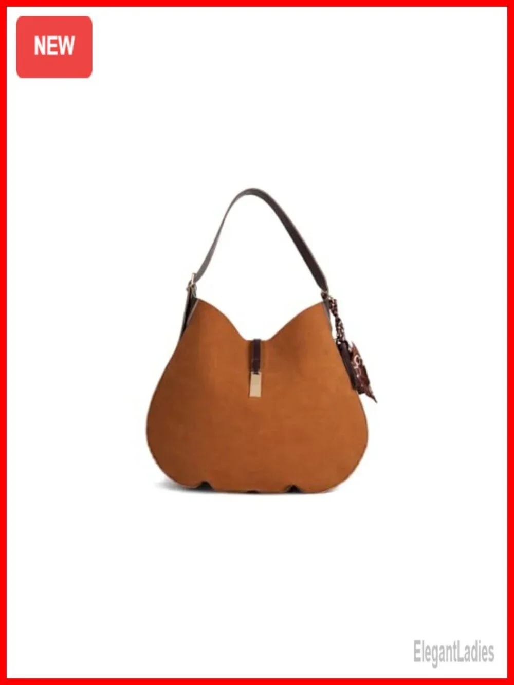 Suede Hobo Bag - Soft Vegan Leather Shoulder Purse with Magnetic Closure